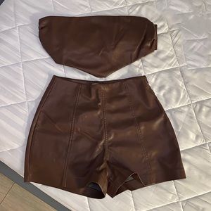 Leather two piece short set